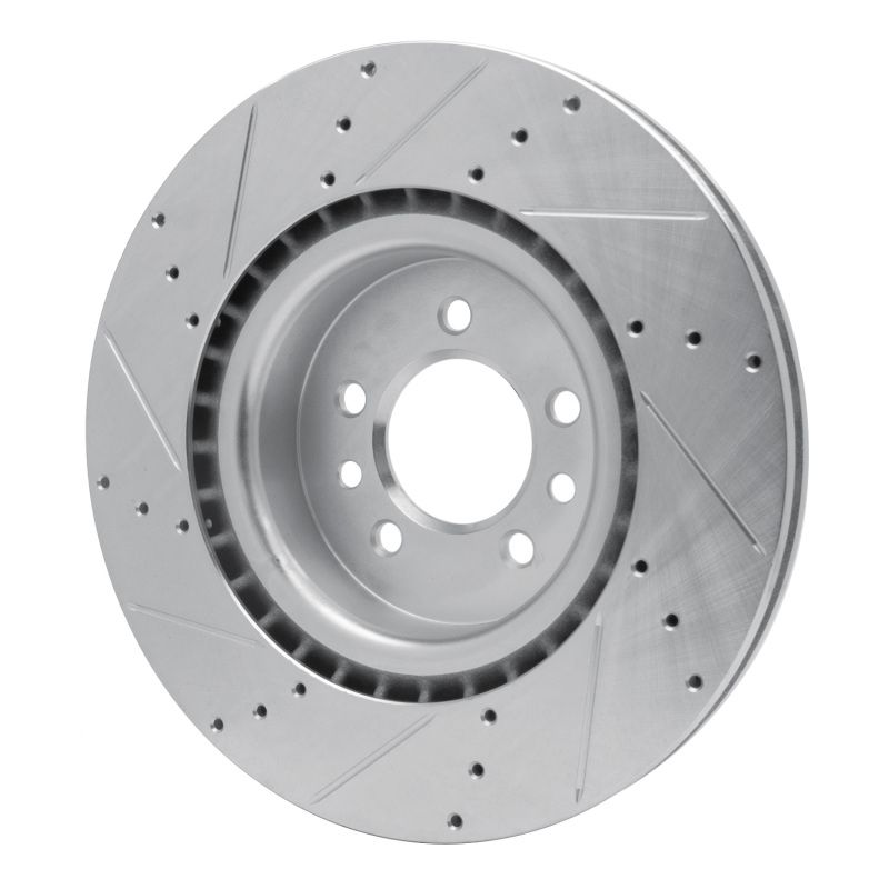 Land Rover Range Rover Brake Rotor (1) - Front Right - R1 Concepts - Drilled & Slotted - Silver - `06-`17